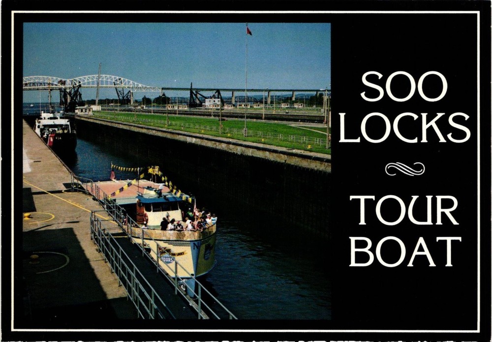 Soo Locks Tour Boat Sault Ste Marie Michigan Chrome Postcard