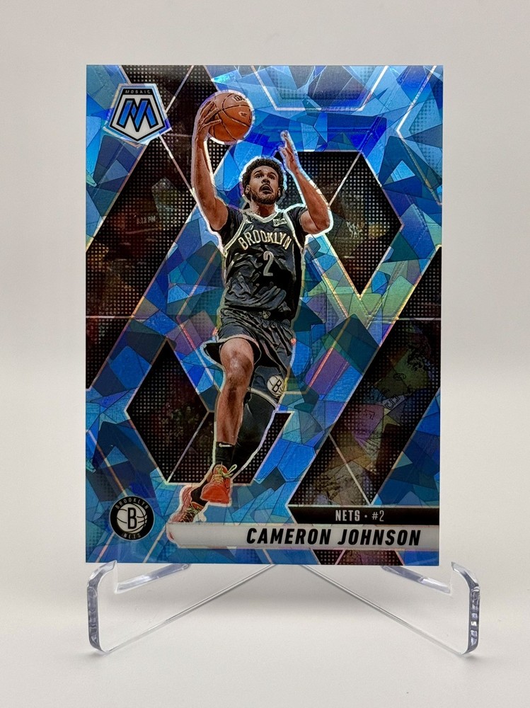 2024-25 Panini Mosaic Cameron Johnson #160 Blue Cracked Ice Prizm /125, Nets