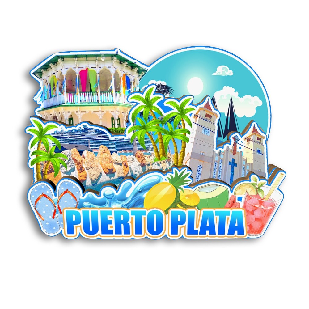 Puerto Plata Dominican Republic Refrigerator magnet 3D travel souvenirs wood