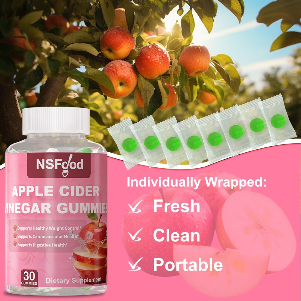 Apple Cider Vinegar Gummies 1000 MG with Mother 100% Vegan ACV Gummy - NON GMO