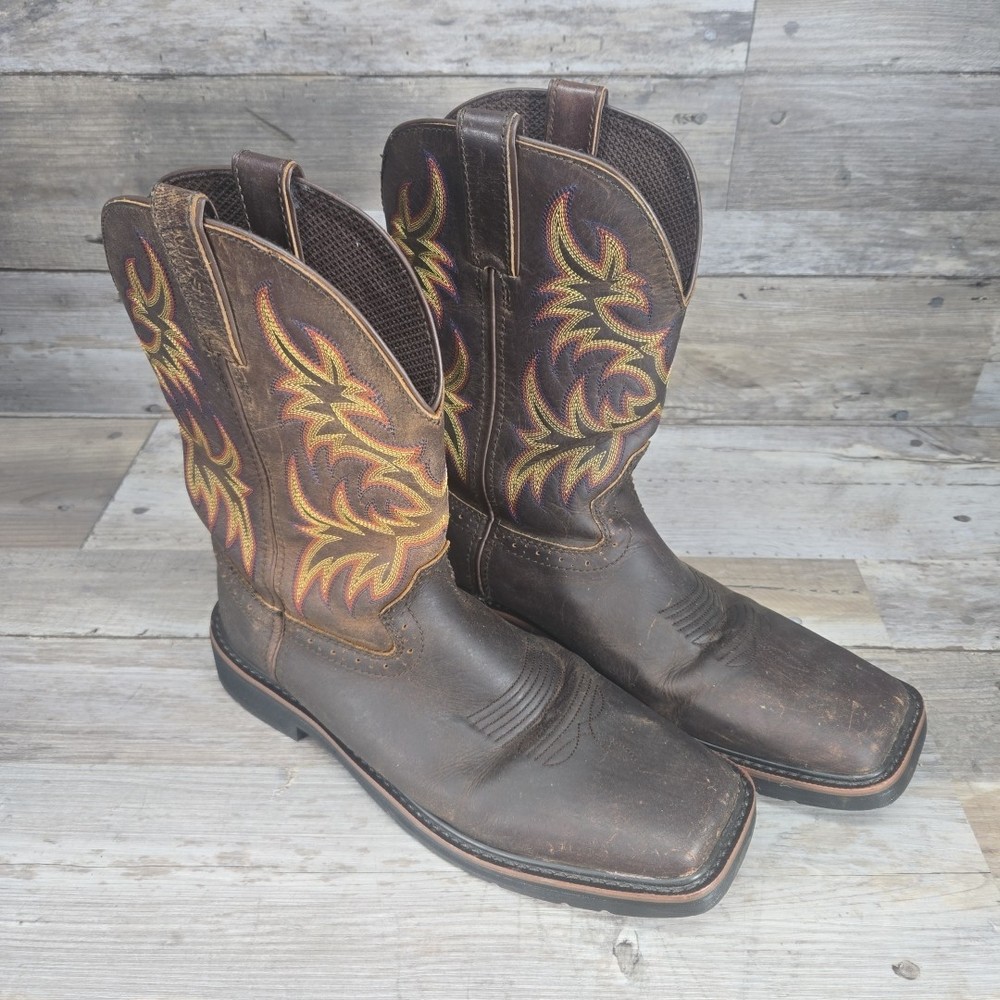 Justin Original Workboots WK4681 Wide Square Toe Driller Tan Size 10EE