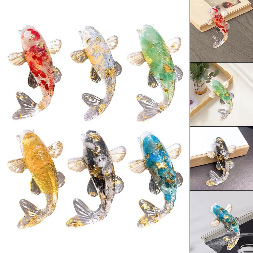 Koi Fish Figurine Resin Cute Lucky Ornament for Shelf Home Desktop