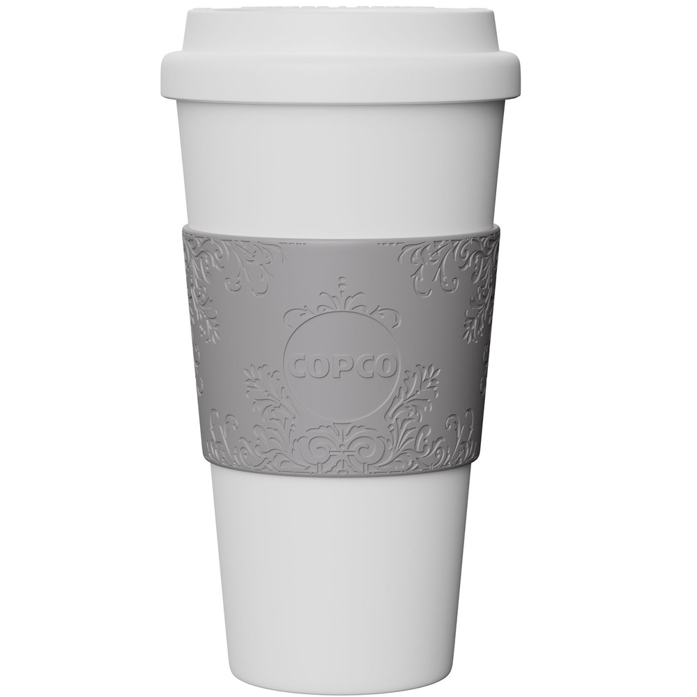 BPA-Free 16oz Copco Acadia Insulated Travel Mug in Damask Grey White-image
