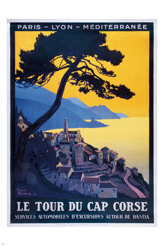 CORSICA Vintage Travel Poster SEASIDE VILLAGE 20x30 Picturesque Prized Gem