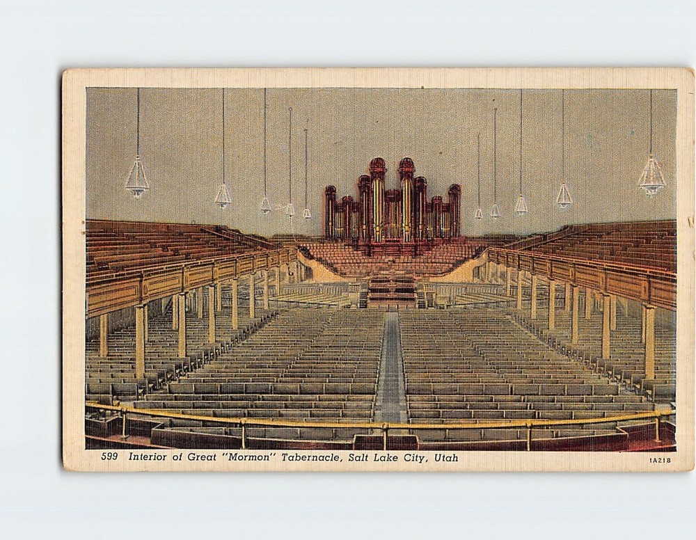 Postcard Interior of Great Mormon Tabernacle Salt Lake City Utah USA