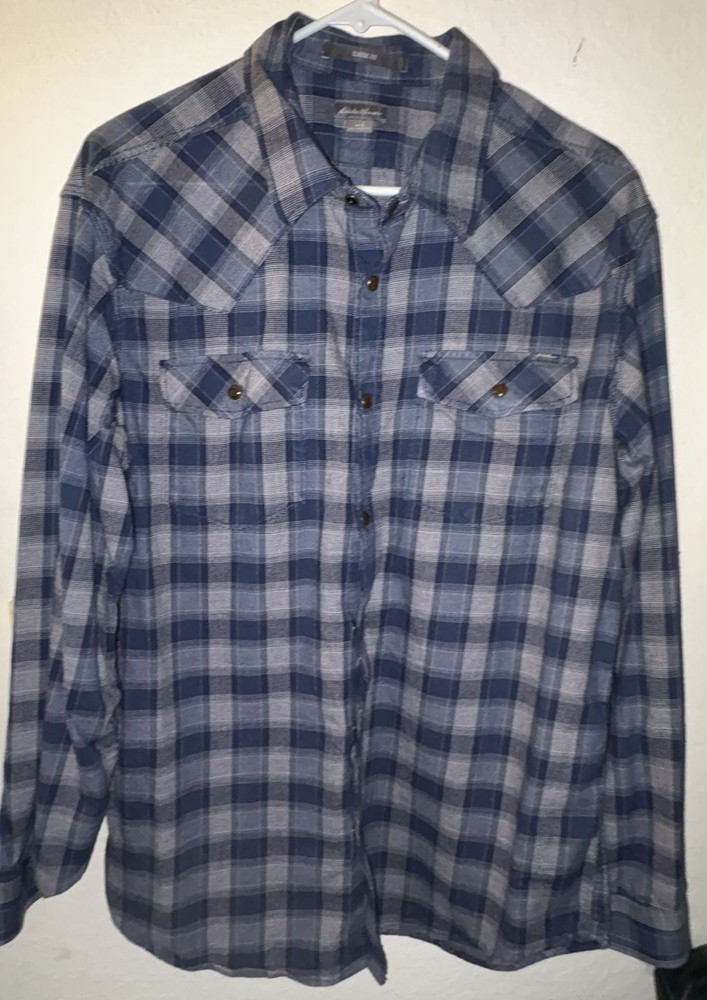 Eddie Bauer Men's L Classic Fit Plaid Western Flannel Shirt