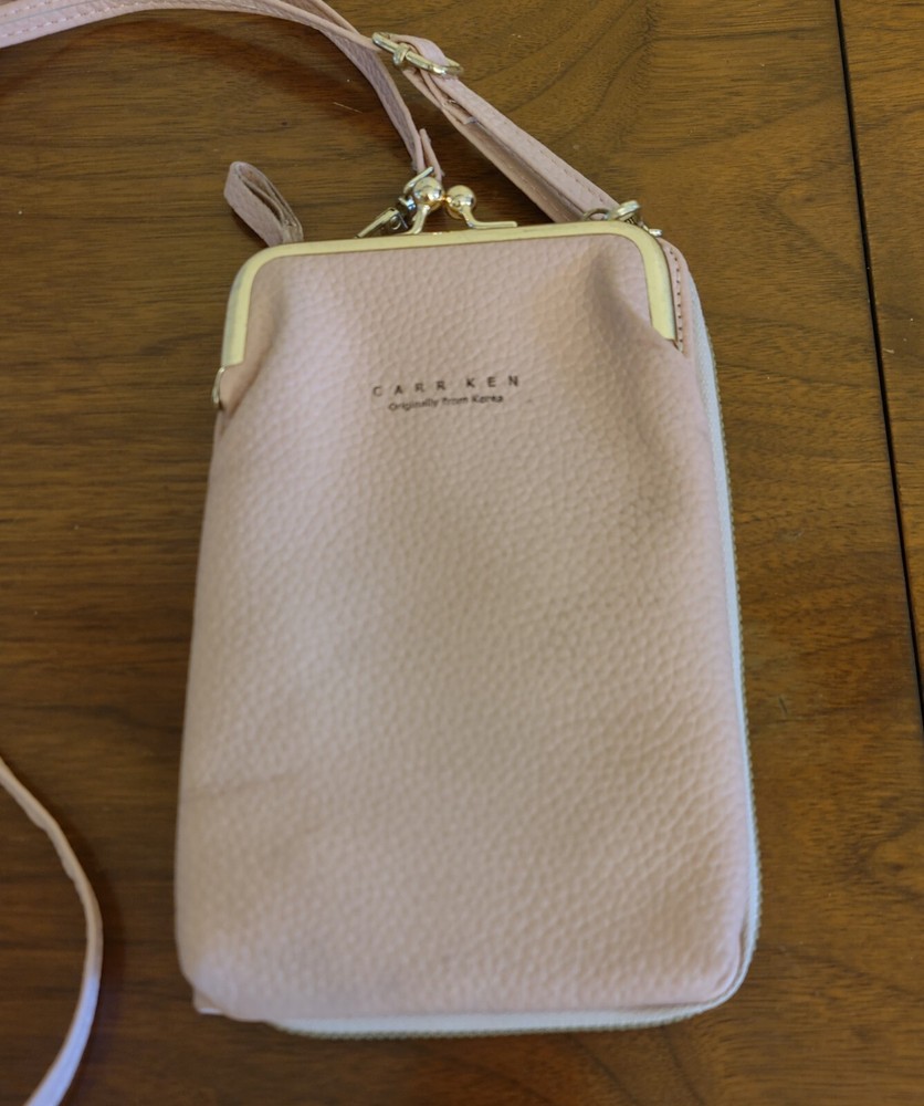 Carr Ken Pink Crossbody Leather Cell Phone Wallet Purse Shoulder Bag