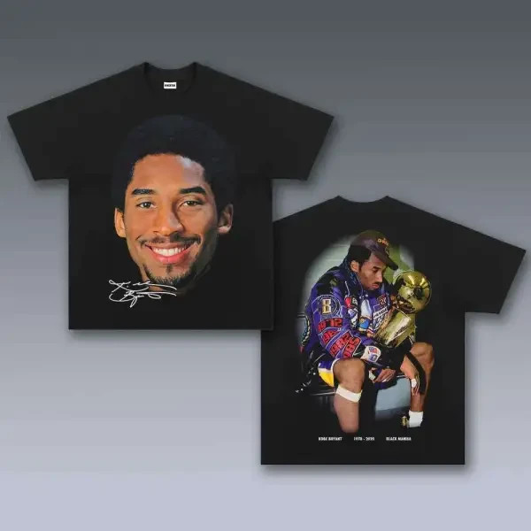 Kobe Bryant Vintage Graphic T-Shirt Retro Black Mamba Tribute Tee Two Sided