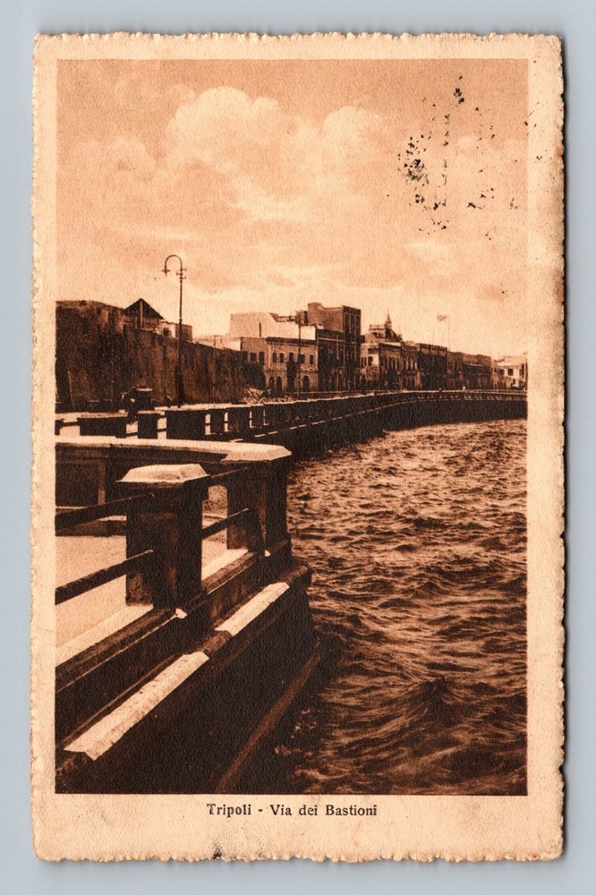 Libia- Tripoli Bastion Street Mediterranean Sea Old Card View Vintage Postcard