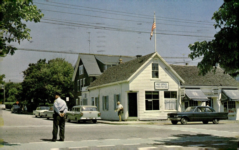 1960s Hyannis Port Cape Cod MA Post Office Lusterchrome Photo Vintage Postcard