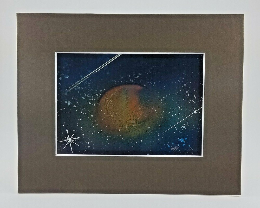 Space Art Original in Darker Color with Mottled matte board by Jason Girard.