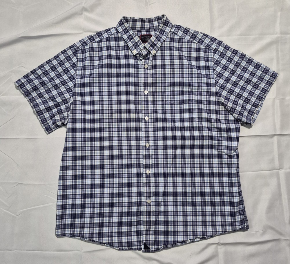 UNTUCKit Shirt Mens XL Trotanoy Blue White Plaid Summer Classic Work Casual