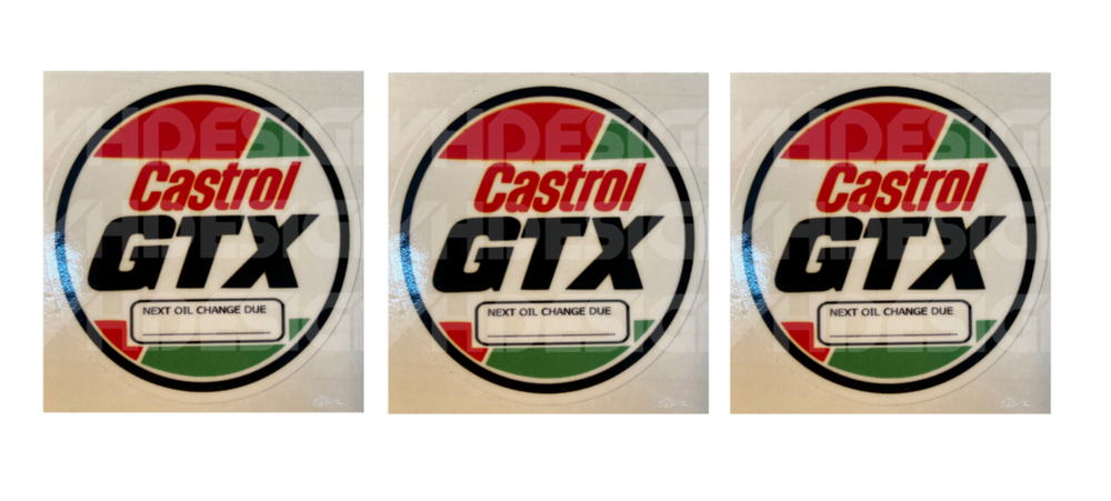 Castrol GTX vintage service stickers for classic car restoration set of 3