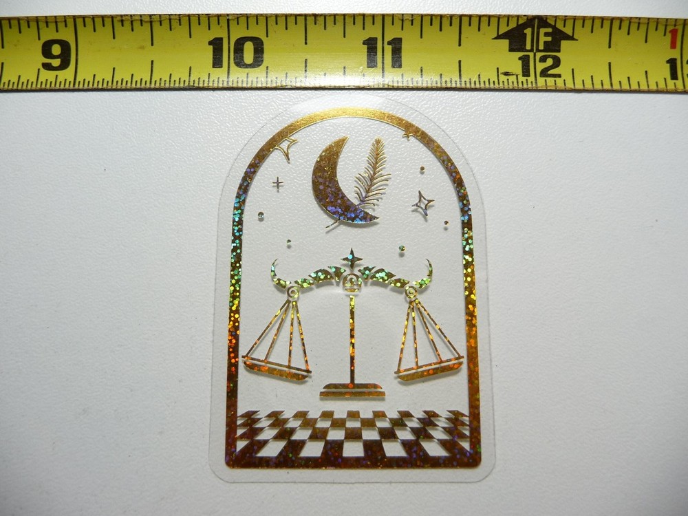 Holographic Zodiac Libra Arch Sticker Decal for Birth Month Horoscope Sign
