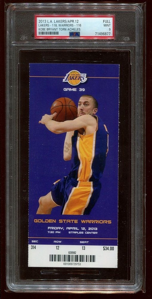 Kobe Bryant Achilles Injury 2013 Lakers PSA 9 Ticket-image