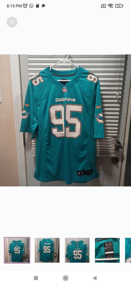 Nike men's NFL Miami Dolphins On Field Jersey Teal #95 Dion Jordan large
