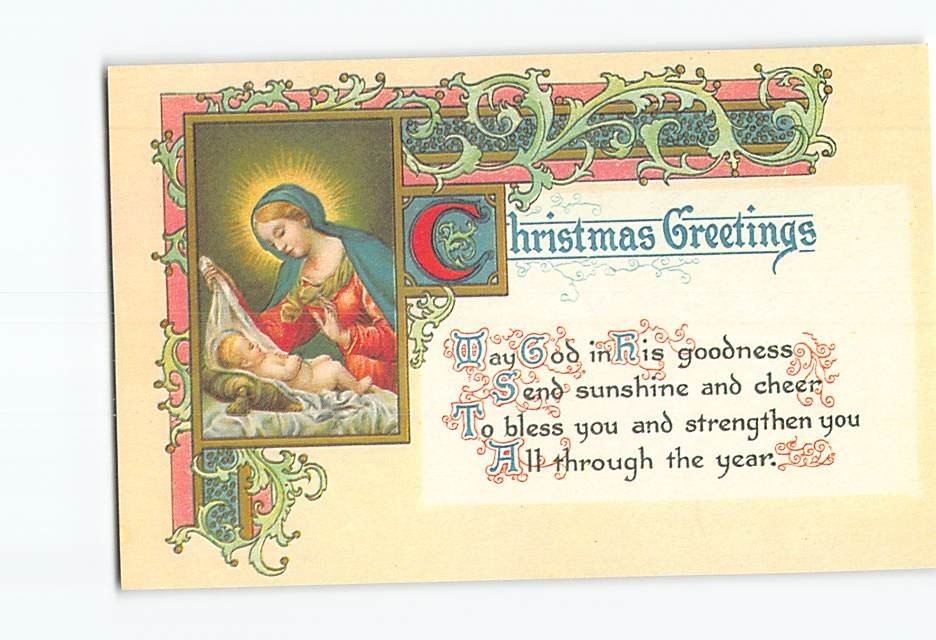 Postcard Madonna and Christ Child Christmas Greetings