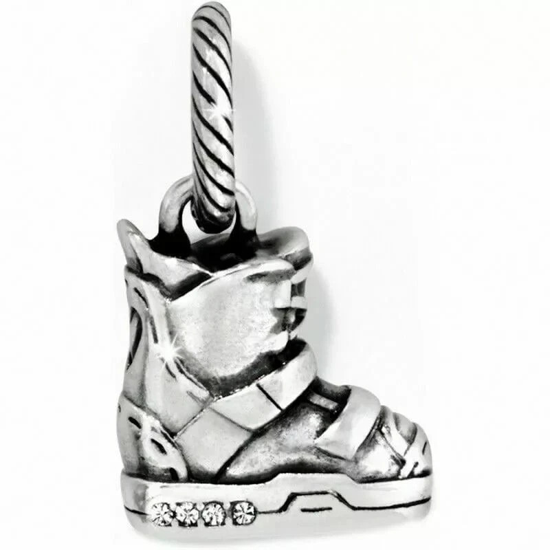 New Brighton Snow Valley Ski Boot Silver Crystal Charm