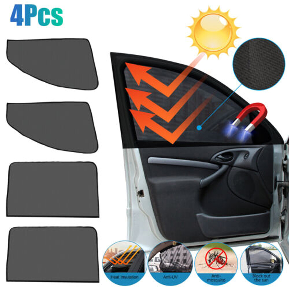 4-Pack Magnetic Car Window Sun Shade Mesh UV Protector Visor Cover