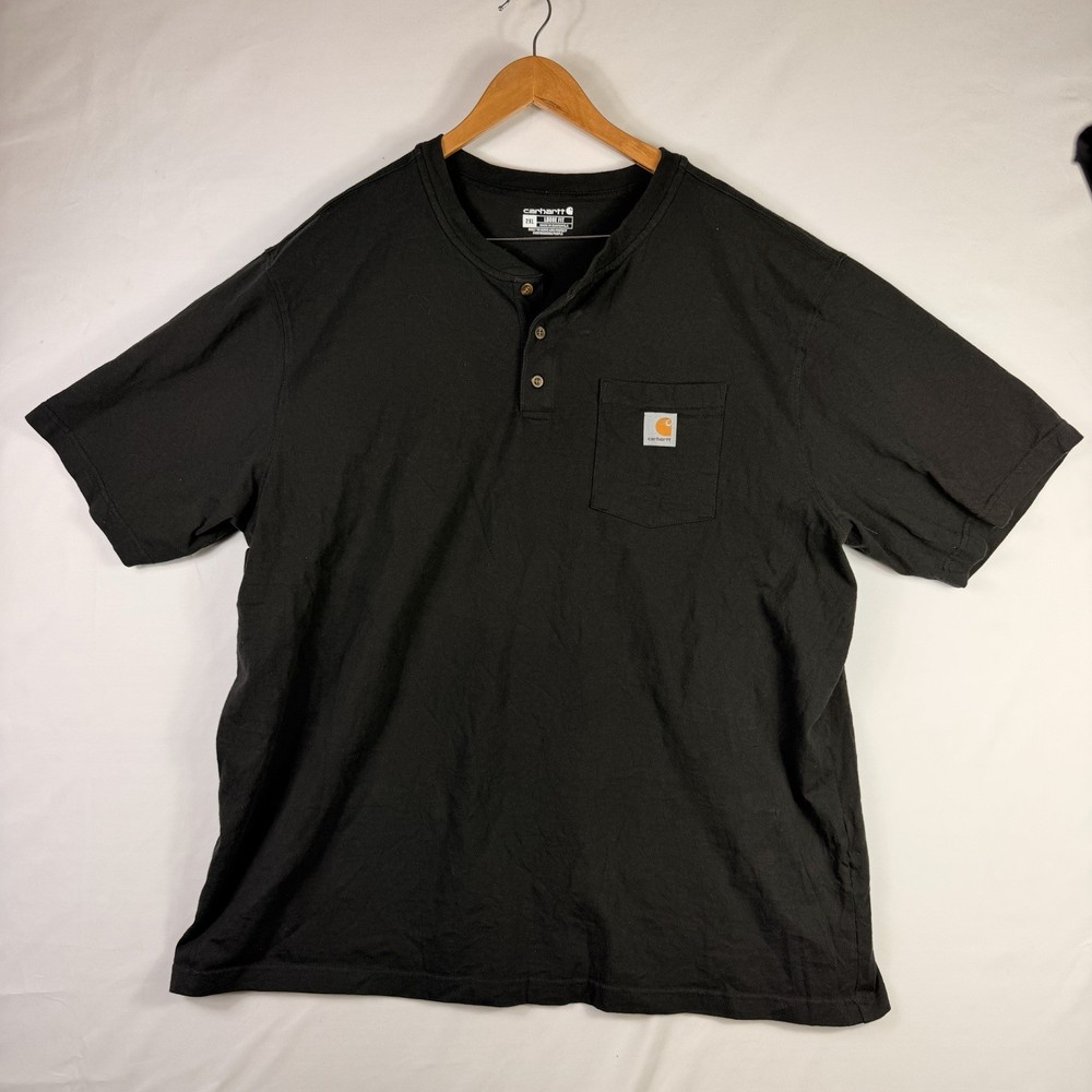 Carhartt Men's Loose Fit 2XL Black Henley Pocket Short Sleeve T-Shirt K84 Cotton