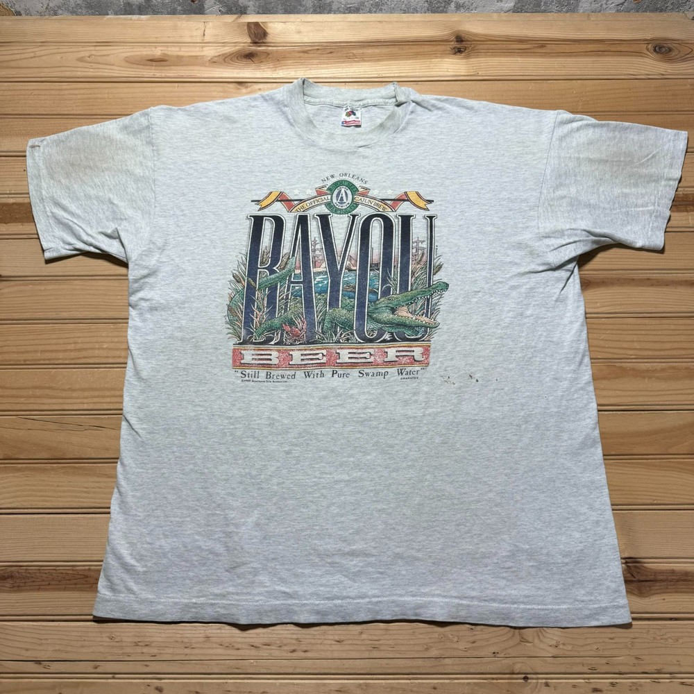 Vintage 80s 1989 Bayou Beer New Orleans Louisiana Single Stitch Shirt - Size XXL