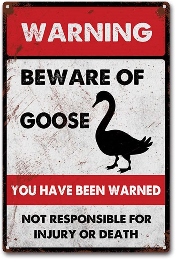 Sign Beware of Goose Tin Metal Signs Vintage Decor Metal Sign Wall Art De