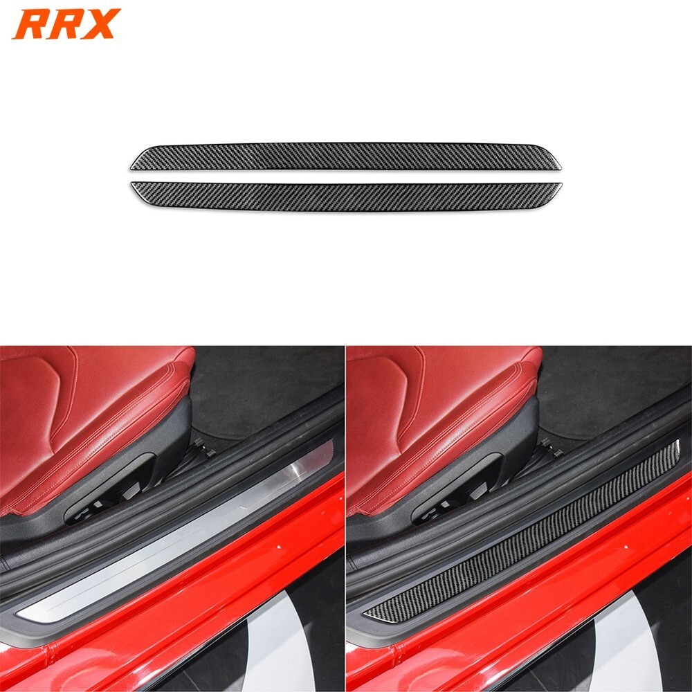Real Carbon Fiber Interior Door Sill Panel Cover For Totota Supra GR A90 2020-22