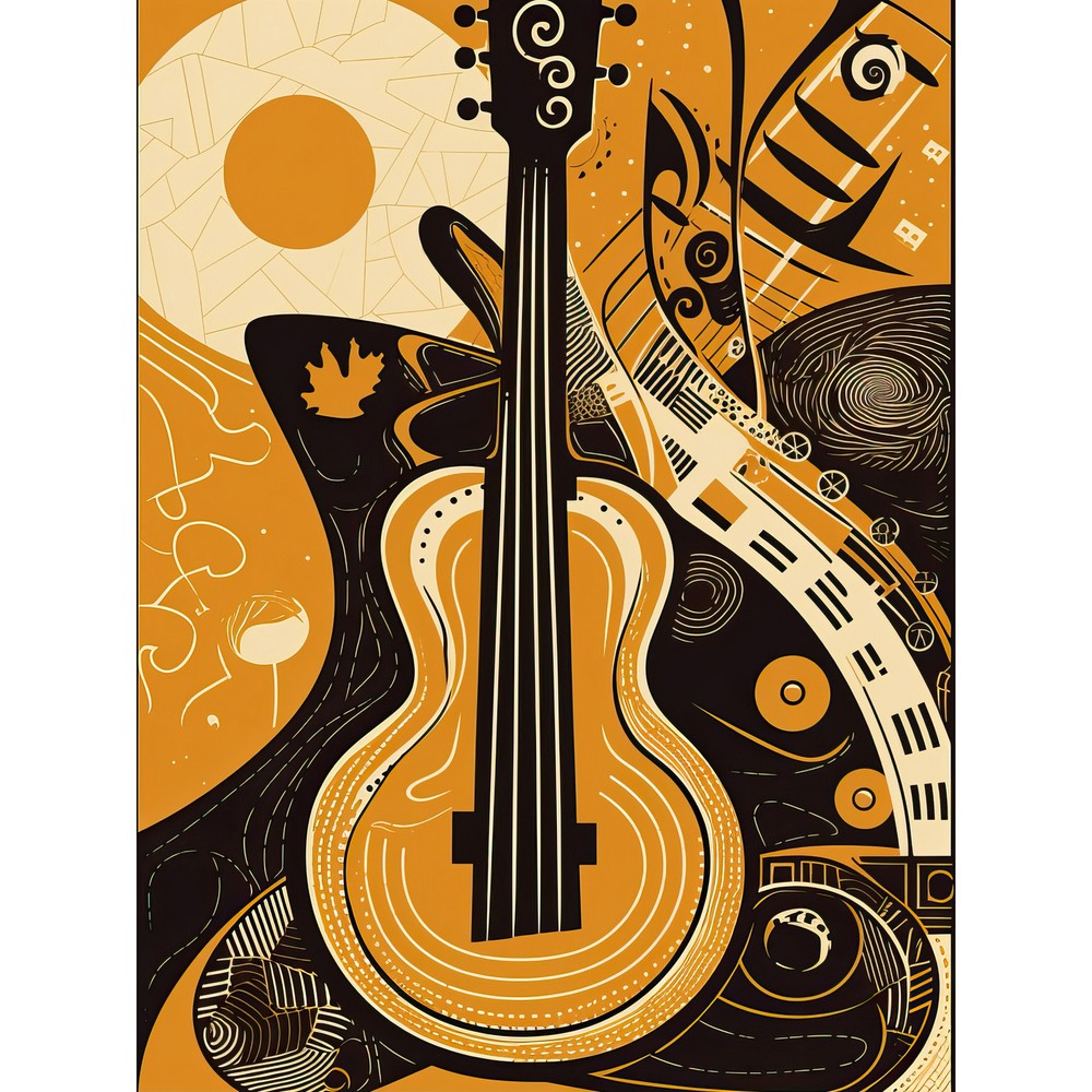Abstract Guitar Music Poster Graphic Illustration Wall Art Poster Print Giant-image