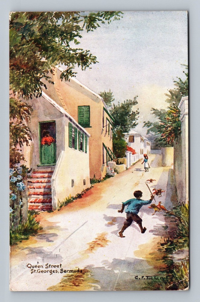 Bermuda- St Georges Queen Street Standard Souvenir Post Vintage c1941 Postcard
