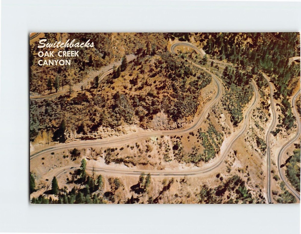 Postcard Famous Oak Creek Canyon Switchback Road USA