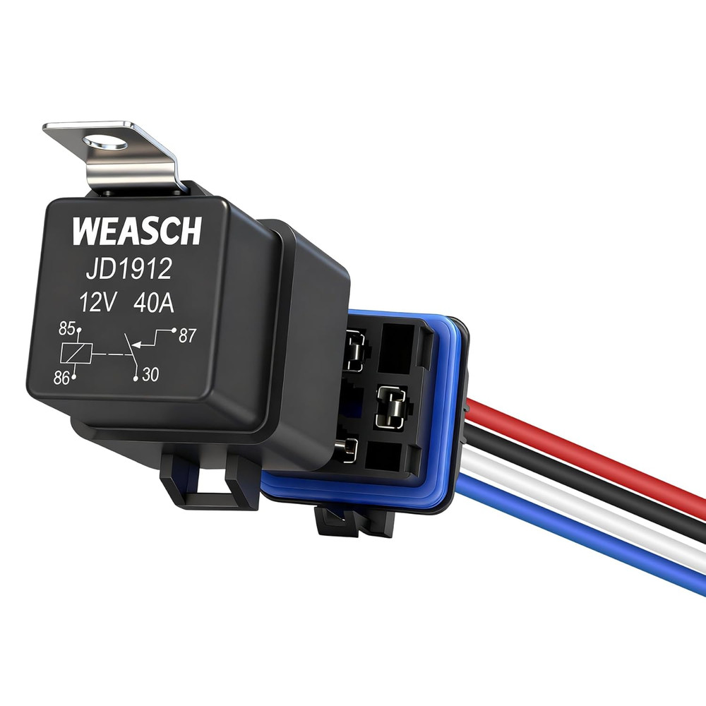 Waterproof Relay Kit, 12V 40A, 4 Pin SPST, Heavy Duty 14 AWG Tinned Copper Wires
