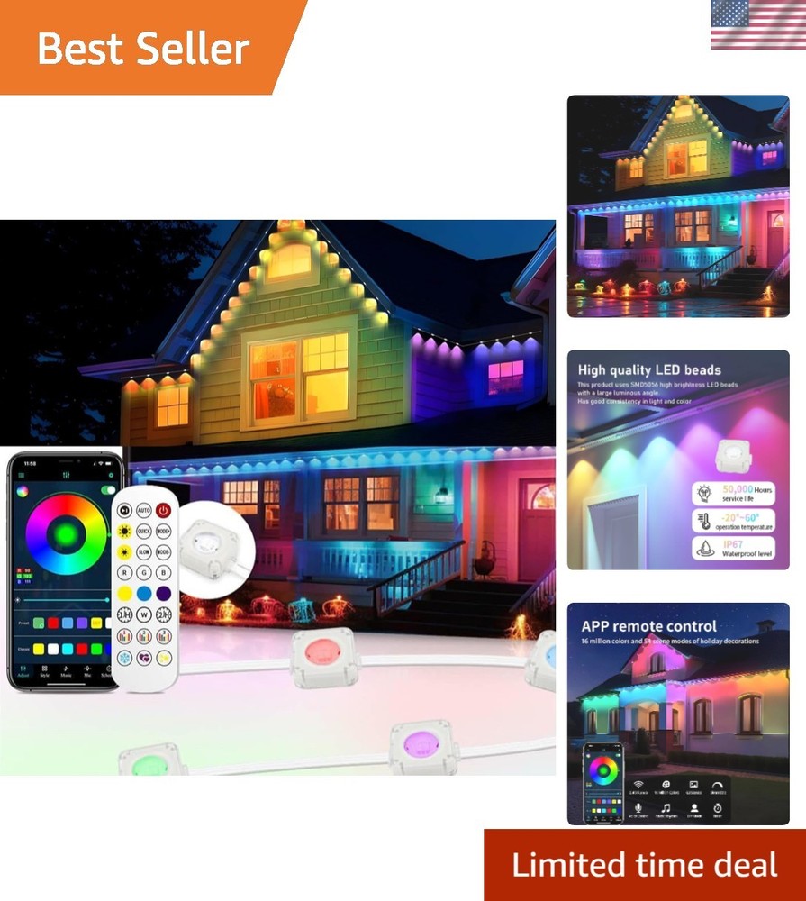 150ft Multicolor Waterproof Outdoor LED String Lights with App Control for Parties