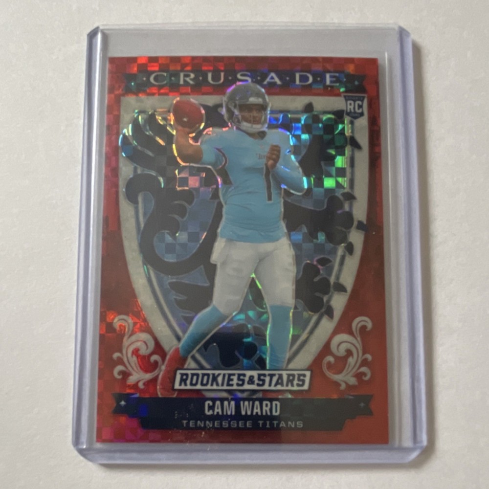 Cam Ward Panini 2025 Rookies & Stars Crusade Red Prizm #22 Tennessee Titans Nfl