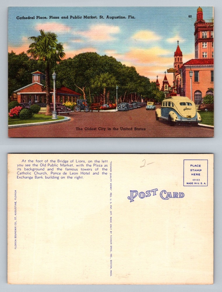 St. Augustine, FL-Florida, Cathedral Place Plaza Public Market Vintage Postcard