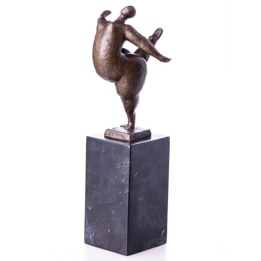 Abstract Bronze Dancer Sculpture on Marble Base-image