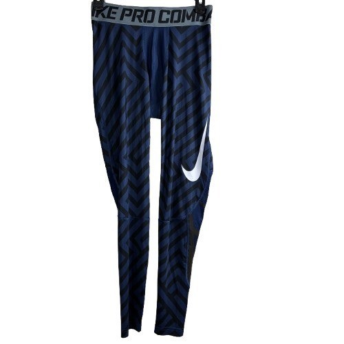 Nike Pro Combat Compression Leggings Men’s Geometric Blue Sz Large Gym Workout