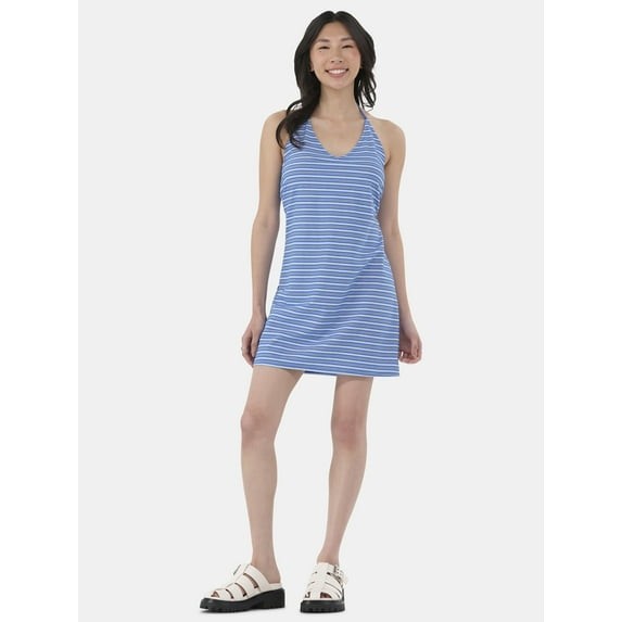 No Boundaries Junior Loop Terry Halter Dress Coverup Cobalt Crush Stripe XS (0-2