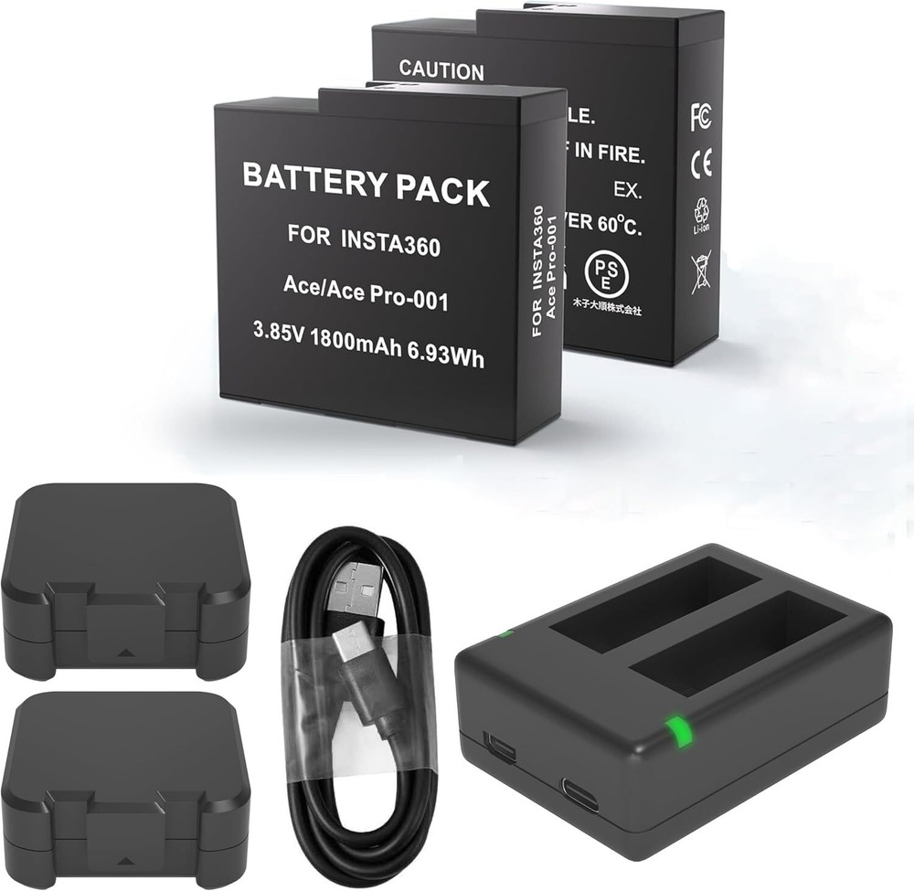 2Pack Battery or Battery & Charger Dock for Insta360 Ace Pro/Ace Action Camera-image