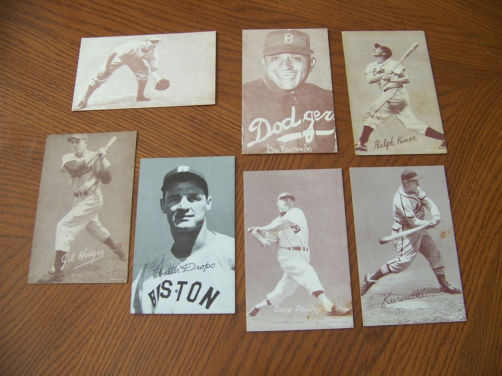Baseball Arcade Cards 7 Different Reese, Hodges, Newcombe, Kiner, Dropo +