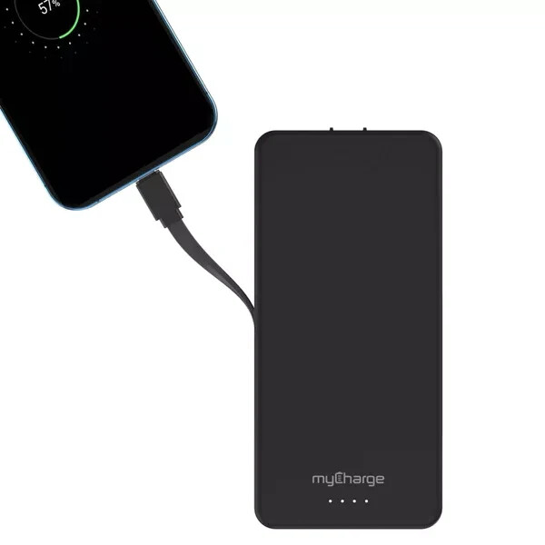 myCharge Amp Prong Max 20000mAh/12W Output Power Bank with Integrated Cable