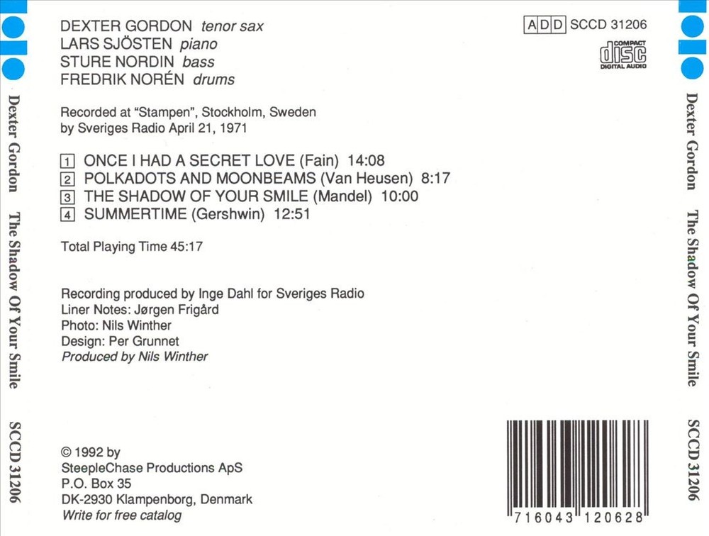 Dexter Gordon Shadow Of Your Smile New Cd