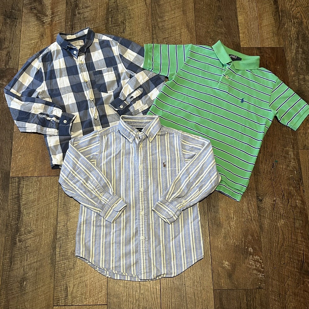 Lot Of 3 Ralph Lauren Zara Boys Button Down Polo Shirts Size 6