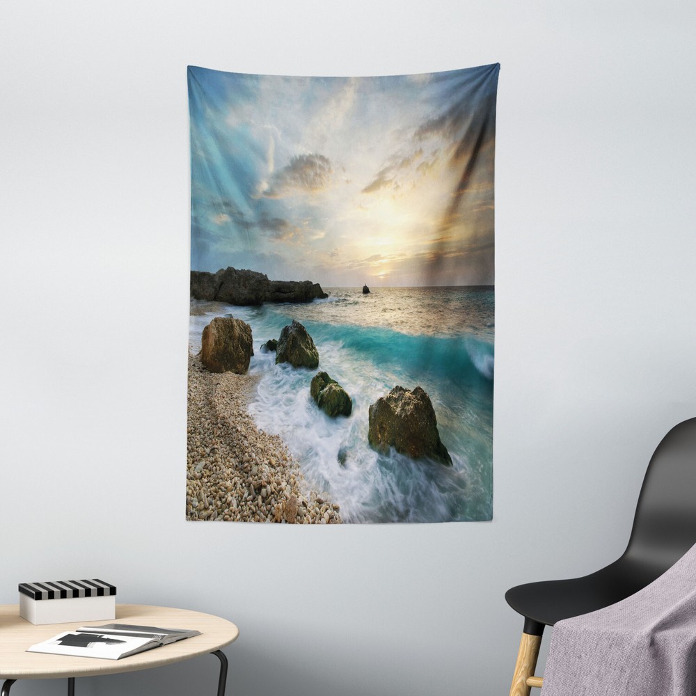 Ocean Tapestry Seascape Sunrise Waves Print Wall Hanging Decor