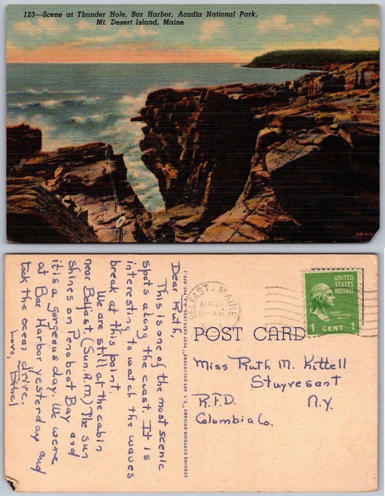 Thunder Hole Bar Harbor Acadia National Park Maine Rocks Postcard-image