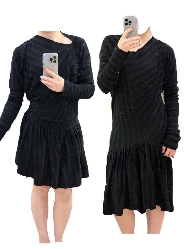 Two Way Vivienne Westwood Red Label Asymmetric Drape Dress in Black Grey Stripe