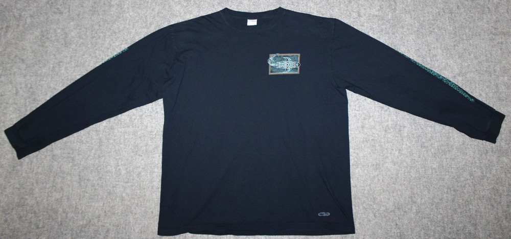 CRAZY SHIRTS HAWAII LAGUNA BEACH L/S TEE Tribal Shark Deep Blue sz XXL t-shirt