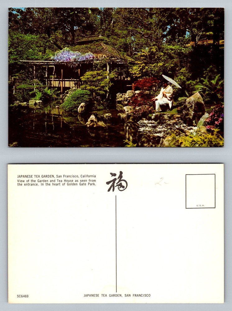 San Francisco, CA-California Japanese Tea Garden Tea House View Vintage Postcard