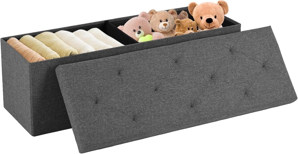 43in Foldable Storage Ottoman Chest for Bedroom End of Bed Organizer