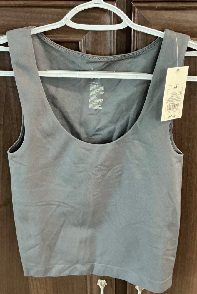 A New Day Knit Sleeveless Tank Top Gray Scoop Neck Women's Size XS