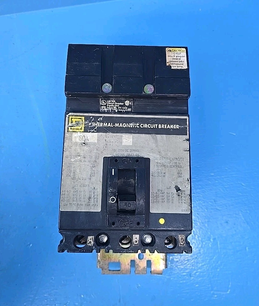 Square D FA36060 60A 3pole 600V ILine Thermal Magnetic Circuit Breaker